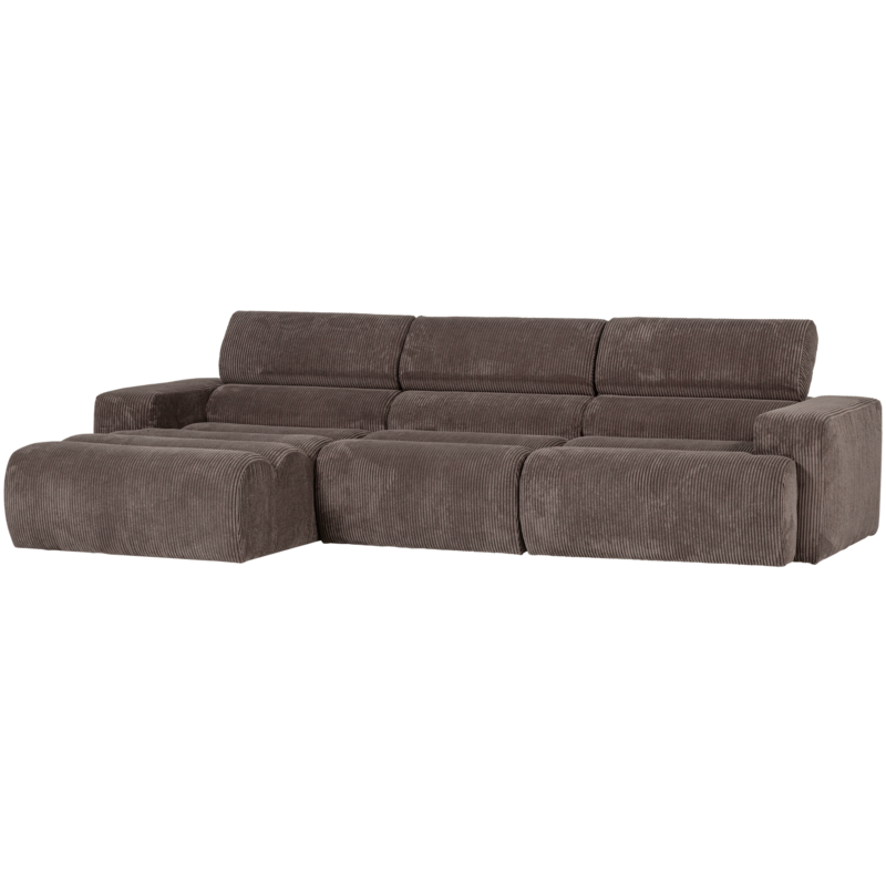 WOOOD-collectie Novi Chaise Longue Bank Links Ribstof Grijsbruin