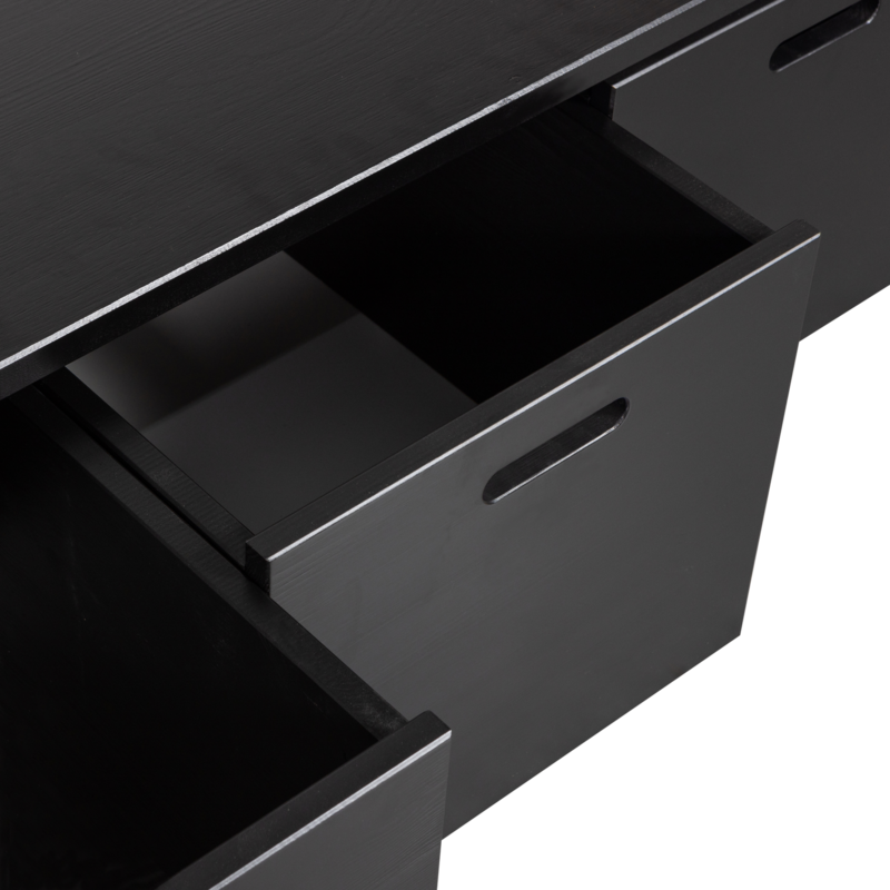 WOOOD-collectie Silke Kistbank Met Lades Grenen Diepzwart [Fsc]