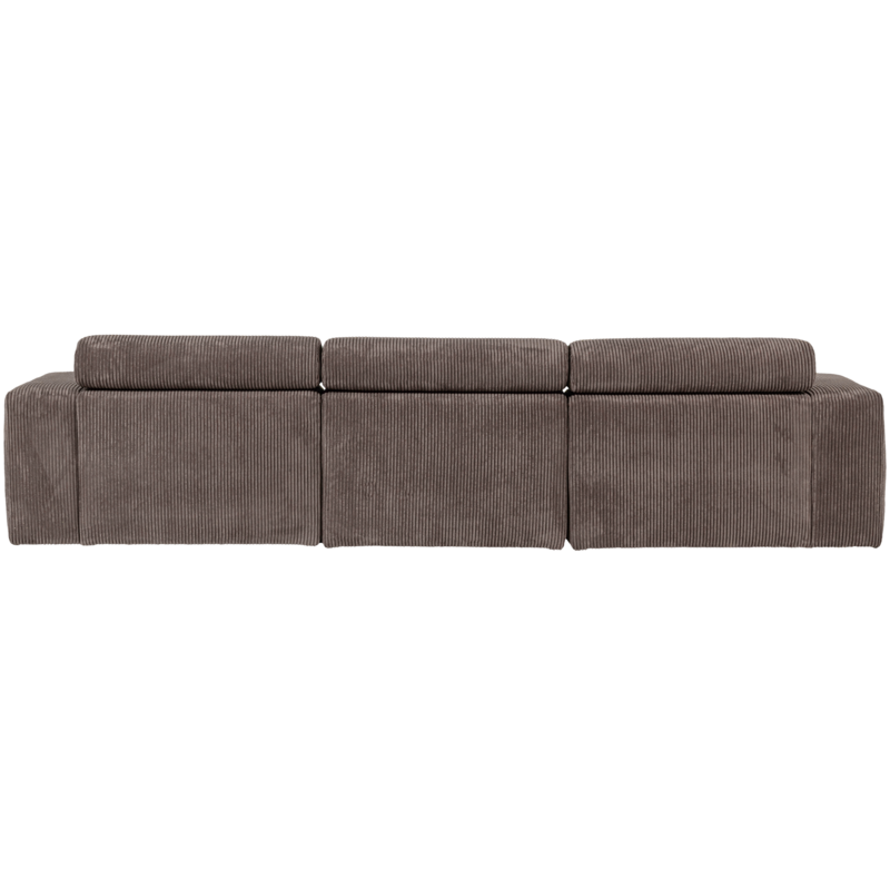 WOOOD-collectie Novi Chaise Longue Bank Rechts Ribstof Grijsbruin