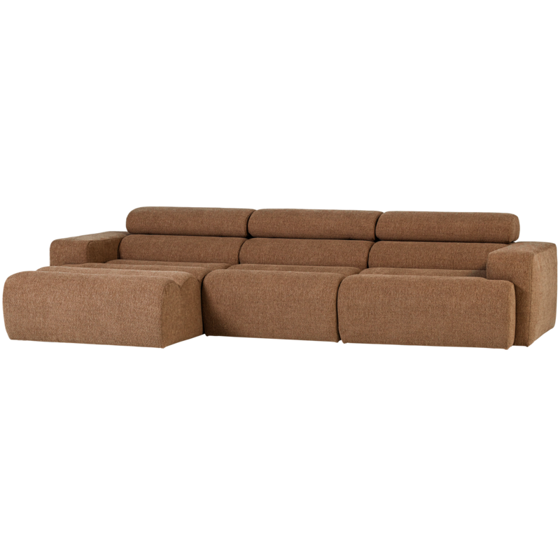 WOOOD-collectie Novi Chaise Longue Bank Links Boucle Karamelbruin