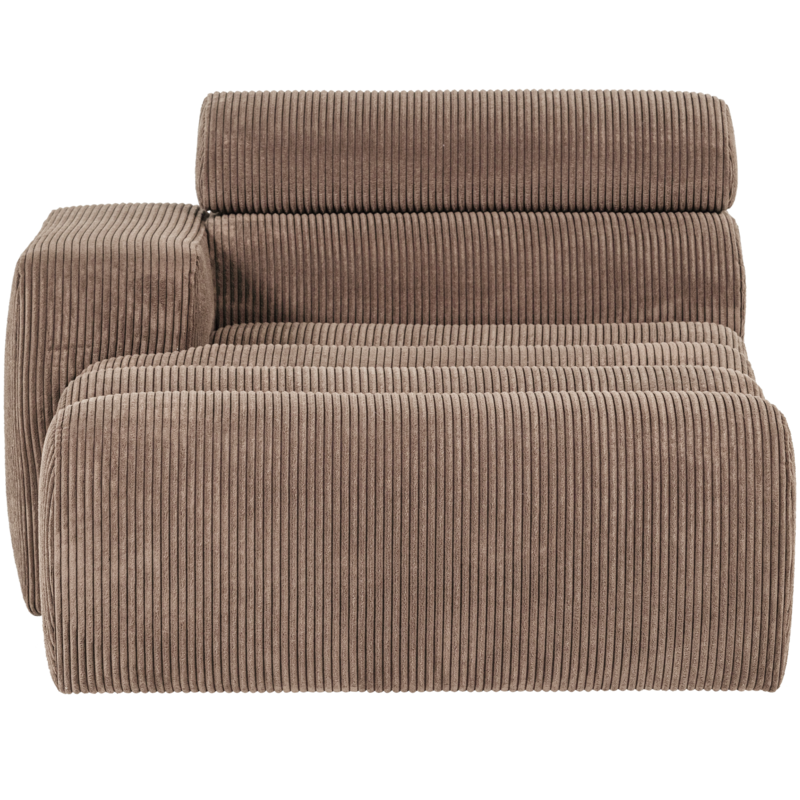 WOOOD-collectie Novi Chaise Longue Element Arm Links Ribstof Taupe