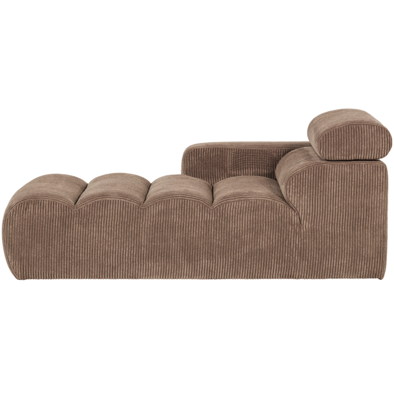 WOOOD-collectie Novi Chaise Longue Element Arm Links Ribstof Taupe