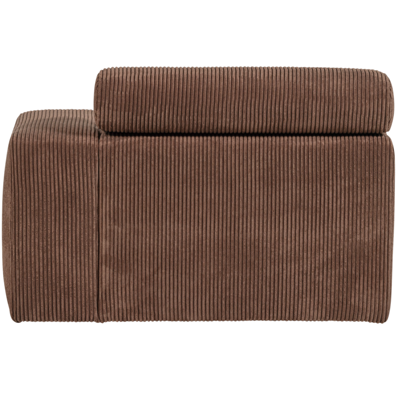 WOOOD-collectie Novi Chaise Longue Element Arm Rechts Ribstof Mokkabruin
