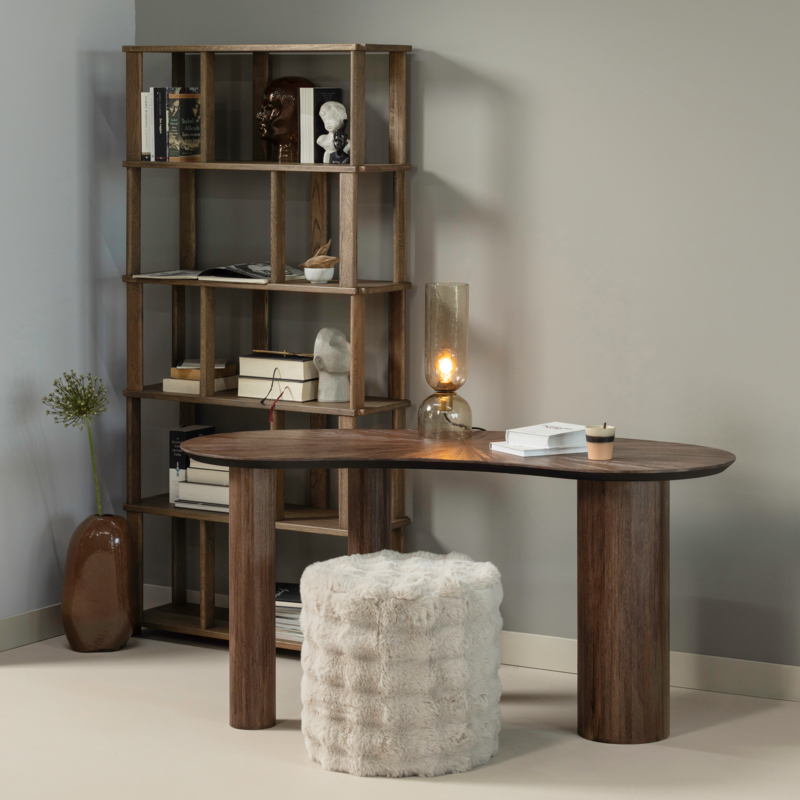 WOOOD-collectie SUN ORGANISCHE SIDETABLE/BUREAU RECYCLED TEAK BRUIN