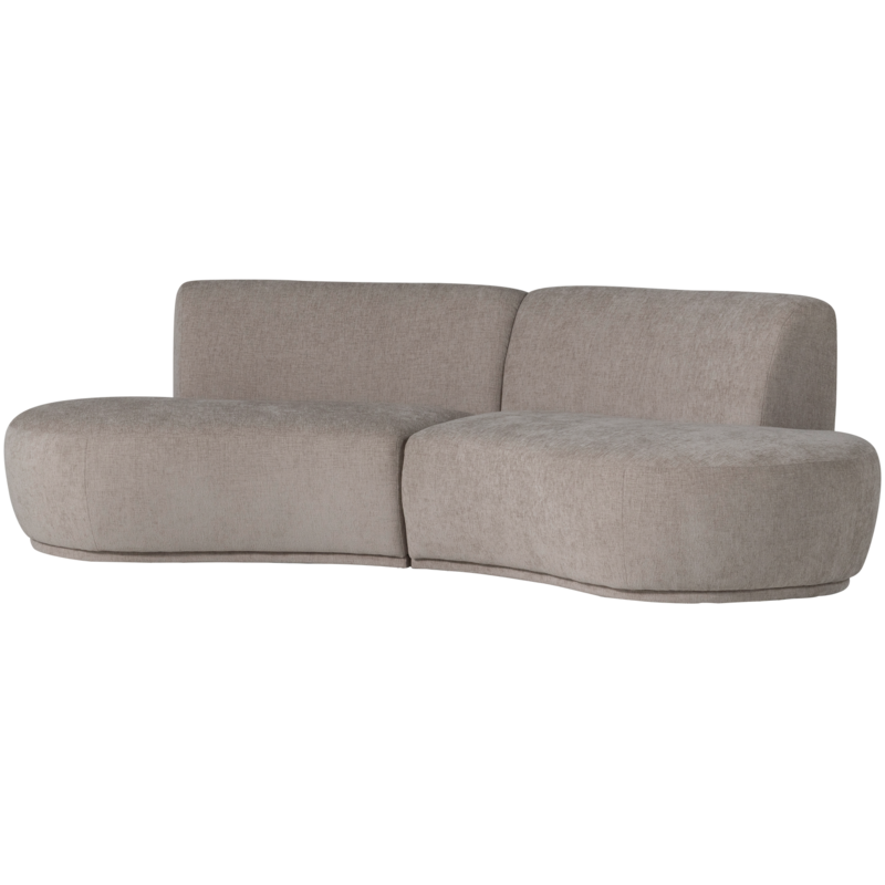 WOOOD-collectie Batavier Half Ronde Bank 4-Zits Velvet Melange Zand