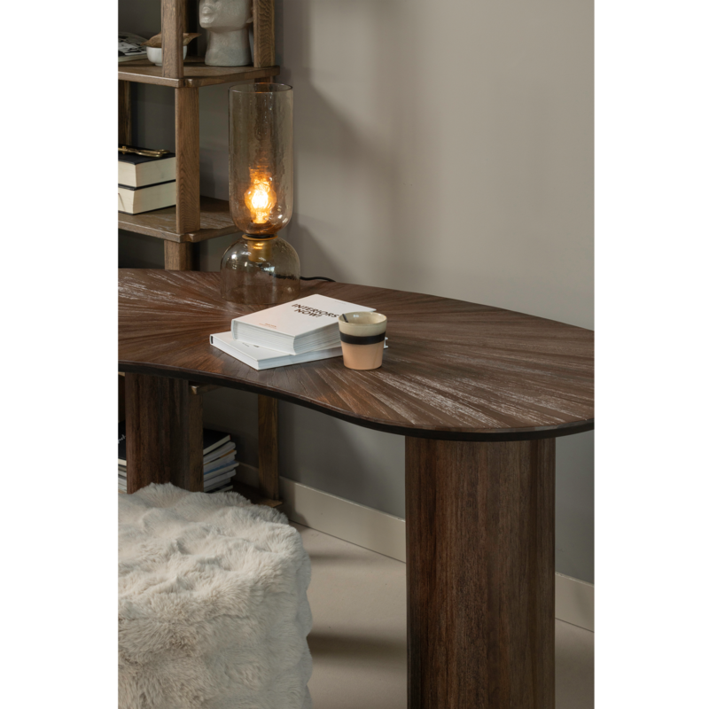 WOOOD-collectie Olven Poef Hoog Fluffy Stof Naturel