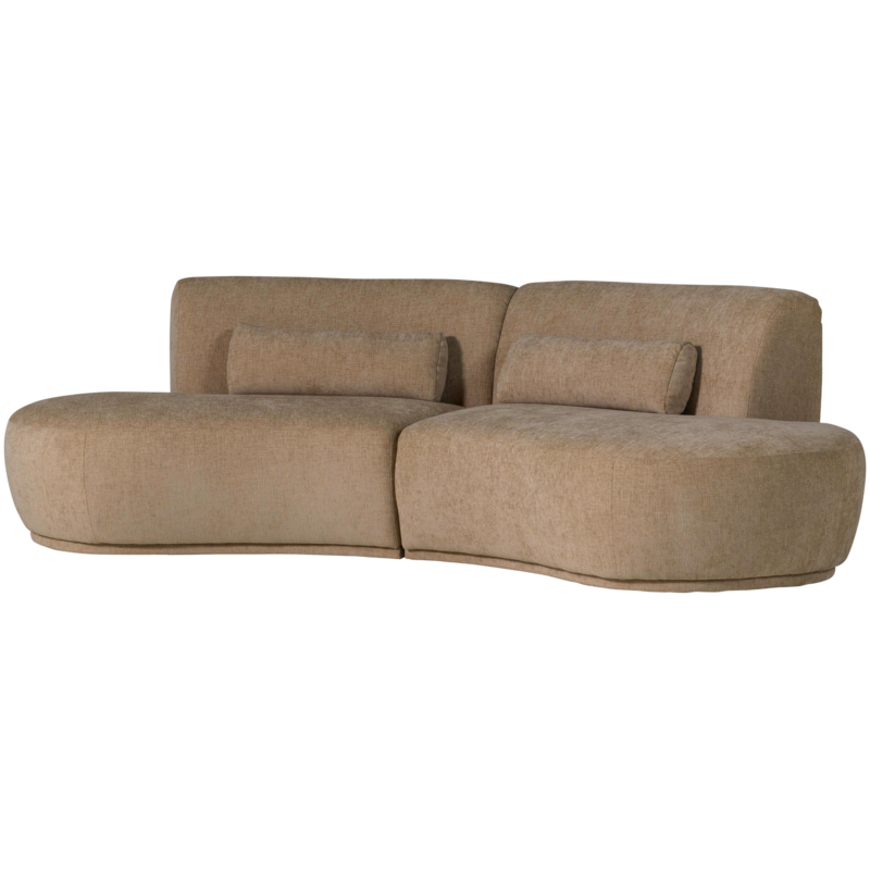 WOOOD-collectie Batavier Half Ronde Bank 4-Zits Velvet Melange Lichtbruin