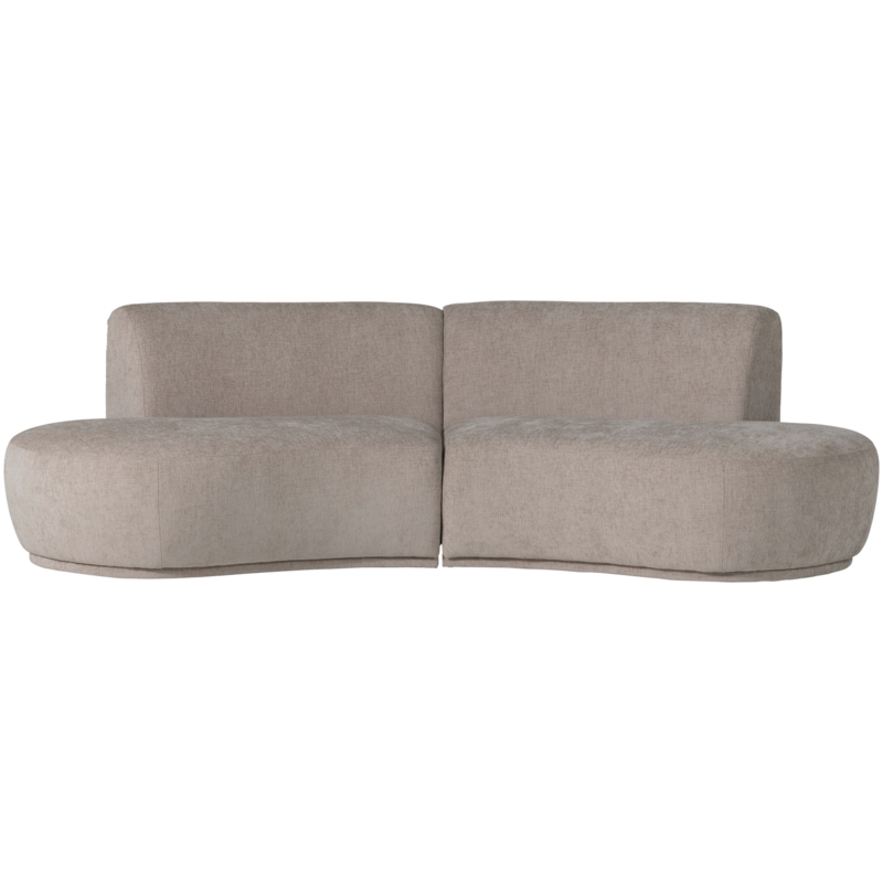 WOOOD-collectie Batavier Half Ronde Bank 4-Zits Velvet Melange Zand