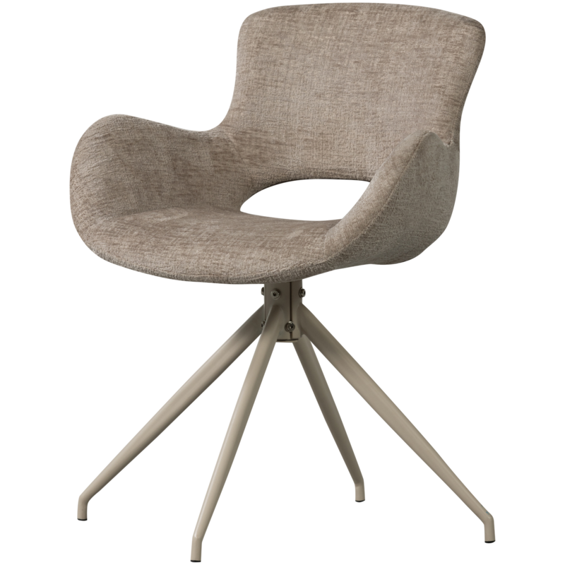 WOOOD-collectie Eliva Eetkamerstoel Structure Velvet Zand - Set Van 2