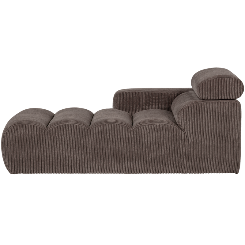 WOOOD-collectie NOVI CHAISE LONGUE ELEMENT ARM LINKS RIBSTOF GRIJSBRUIN