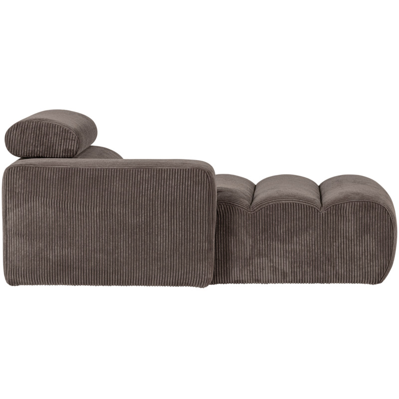 WOOOD-collectie NOVI CHAISE LONGUE ELEMENT ARM LINKS RIBSTOF GRIJSBRUIN