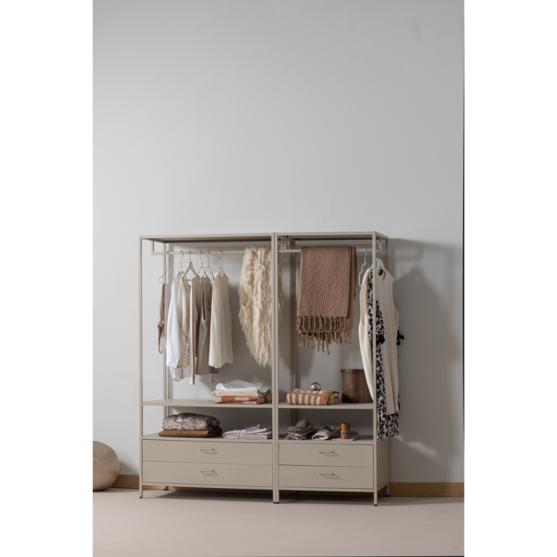 WOOOD-collectie Ferris Open Kledingkast 70 Cm Metaal Zand