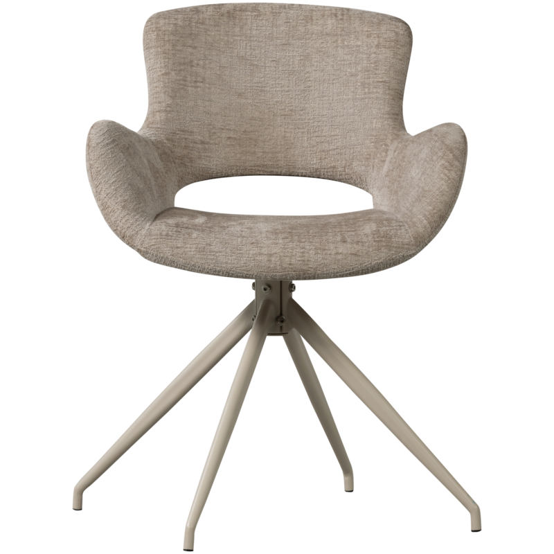 WOOOD-collectie Eliva Eetkamerstoel Structure Velvet Zand - Set Van 2