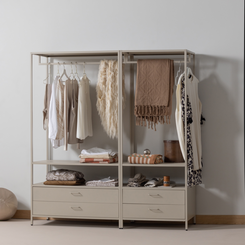 WOOOD-collectie Ferris Open Kledingkast 70 Cm Metaal Zand
