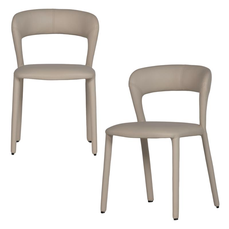WOOOD-collectie Noble Eetkamerstoel Leerlook Beige