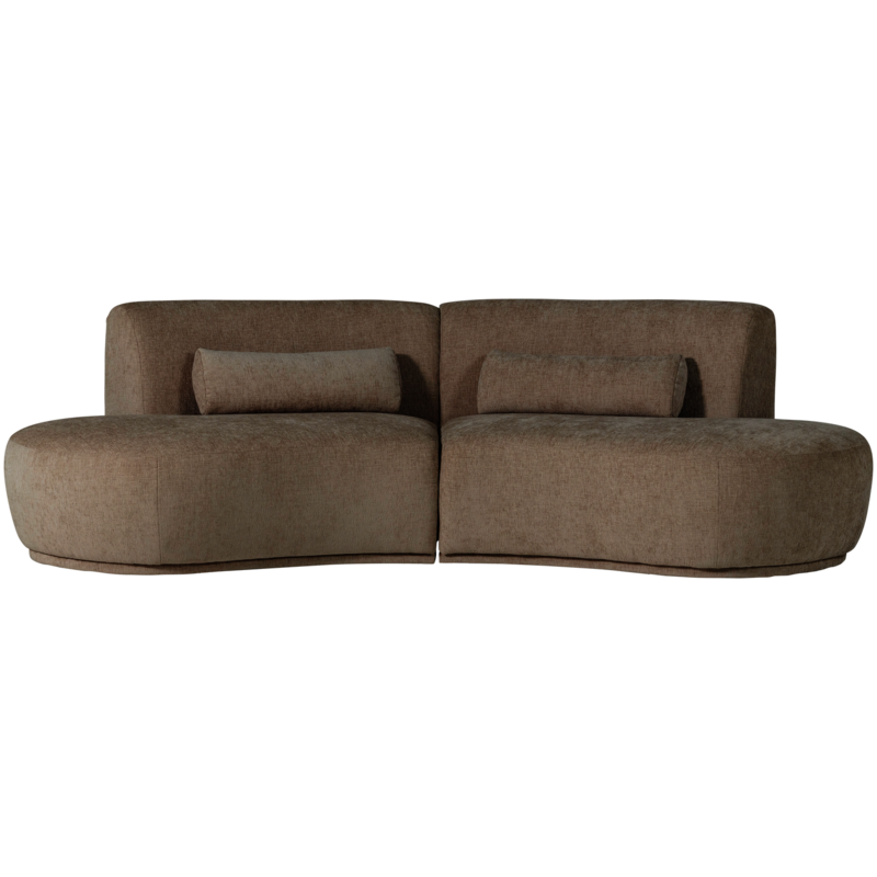 WOOOD-collectie Batavier Half Ronde Bank 4-Zits Velvet Melange Bruin