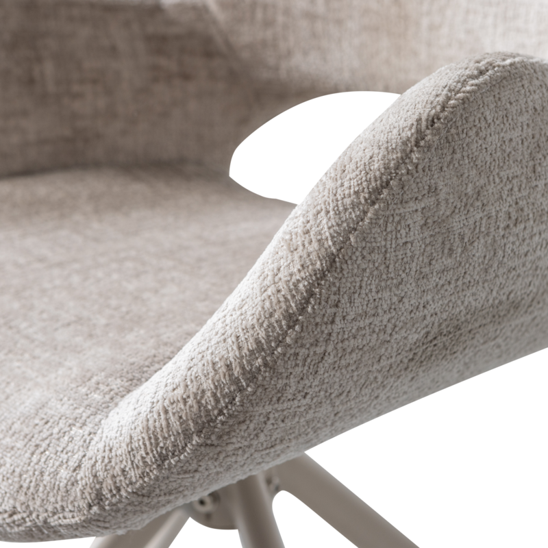 WOOOD-collectie Eliva Eetkamerstoel Structure Velvet Zand - Set Van 2