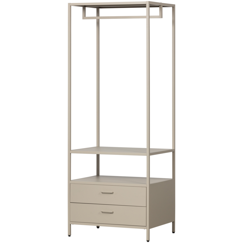 WOOOD-collectie Ferris Open Kledingkast 70 Cm Metaal Zand