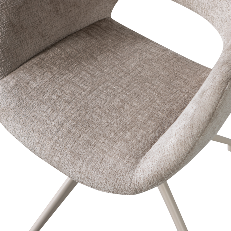 WOOOD-collectie Eliva Eetkamerstoel Structure Velvet Zand - Set Van 2