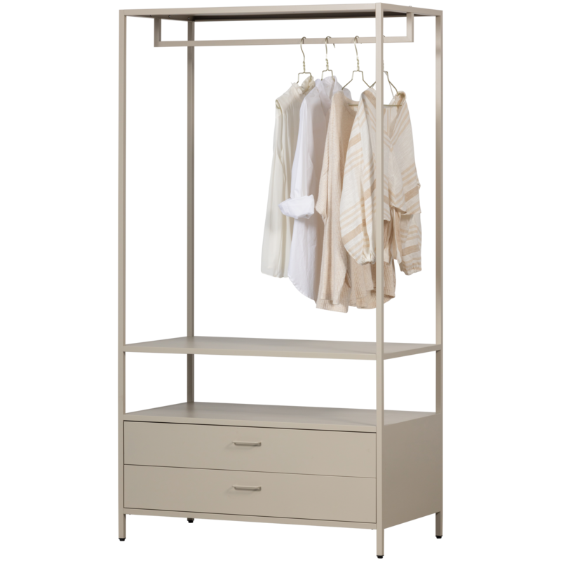 WOOOD-collectie Ferris Open Kledingkast 100 Cm Metaal Zand