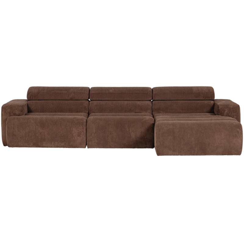 WOOOD-collectie Novi Chaise Longue Bank Rechts Ribstof Mokkabruin