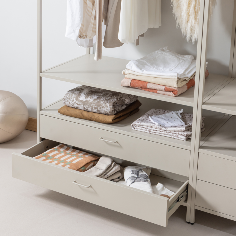 WOOOD-collectie Ferris Open Kledingkast 100 Cm Metaal Zand