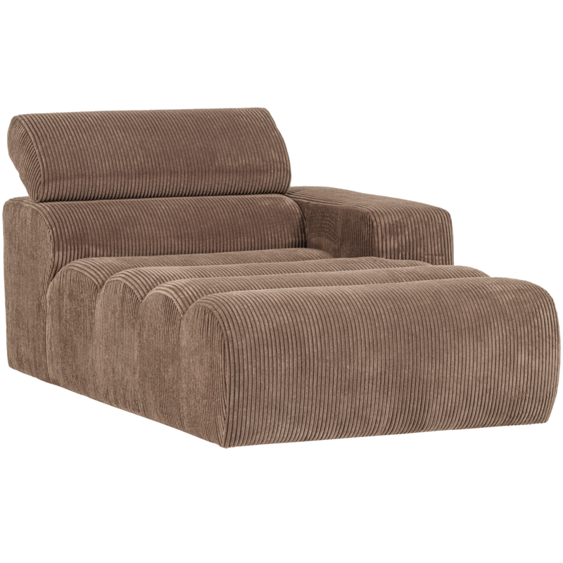 WOOOD-collectie Novi Chaise Longue Element Arm Rechts Ribstof Taupe