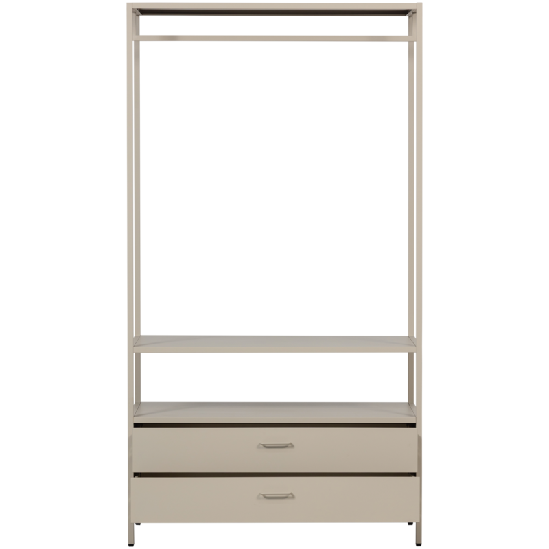 WOOOD-collectie Ferris Open Kledingkast 100 Cm Metaal Zand