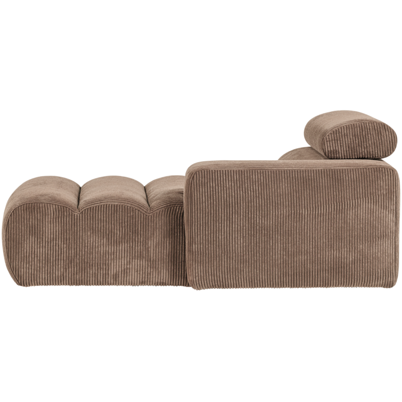 WOOOD-collectie Novi Chaise Longue Element Arm Rechts Ribstof Taupe