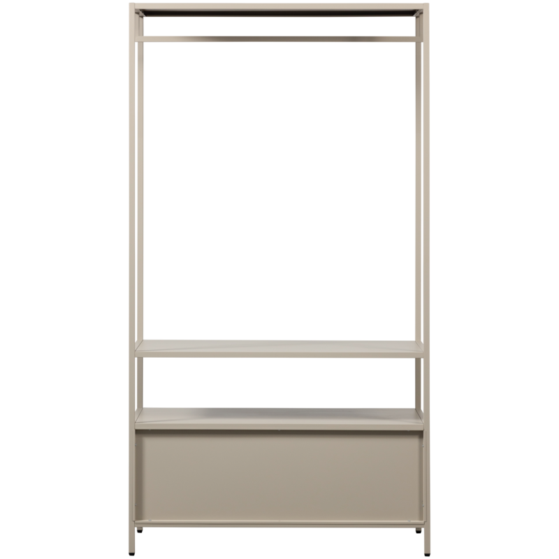 WOOOD-collectie Ferris Open Kledingkast 100 Cm Metaal Zand