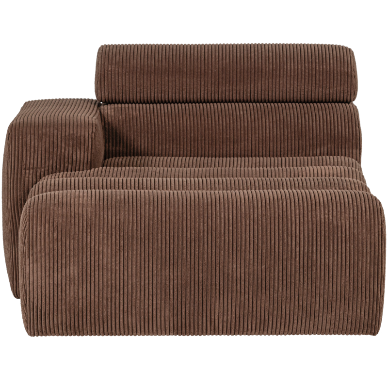 WOOOD-collectie Novi Chaise Longue Element Arm Links Ribstof Mokkabruin