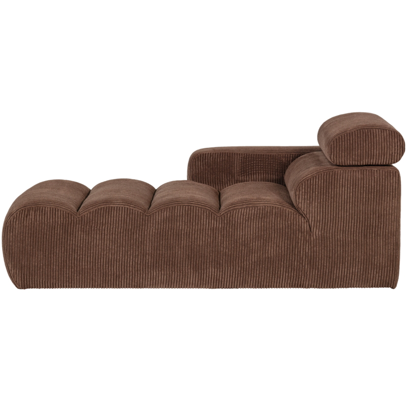 WOOOD-collectie Novi Chaise Longue Element Arm Links Ribstof Mokkabruin