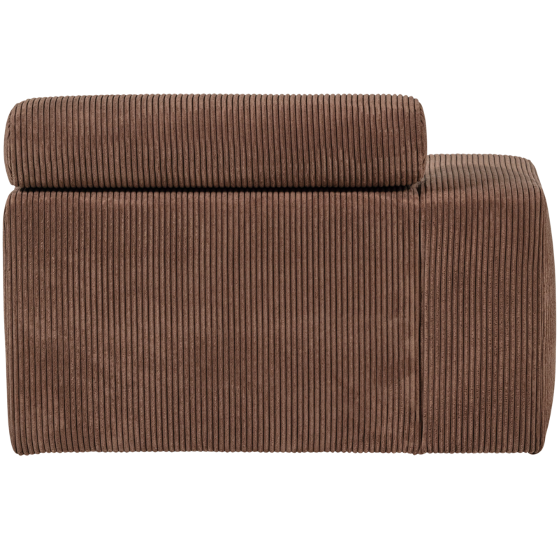 WOOOD-collectie Novi Chaise Longue Element Arm Links Ribstof Mokkabruin