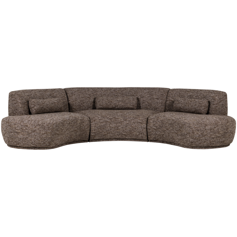 WOOOD-collectie Batavier Half Ronde Bank 6-Zits Bruin Melange