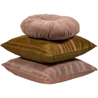 WOOOD FEIS KUSSENS VELVET ROZE/NATUREL - SET VAN 3 - Copy