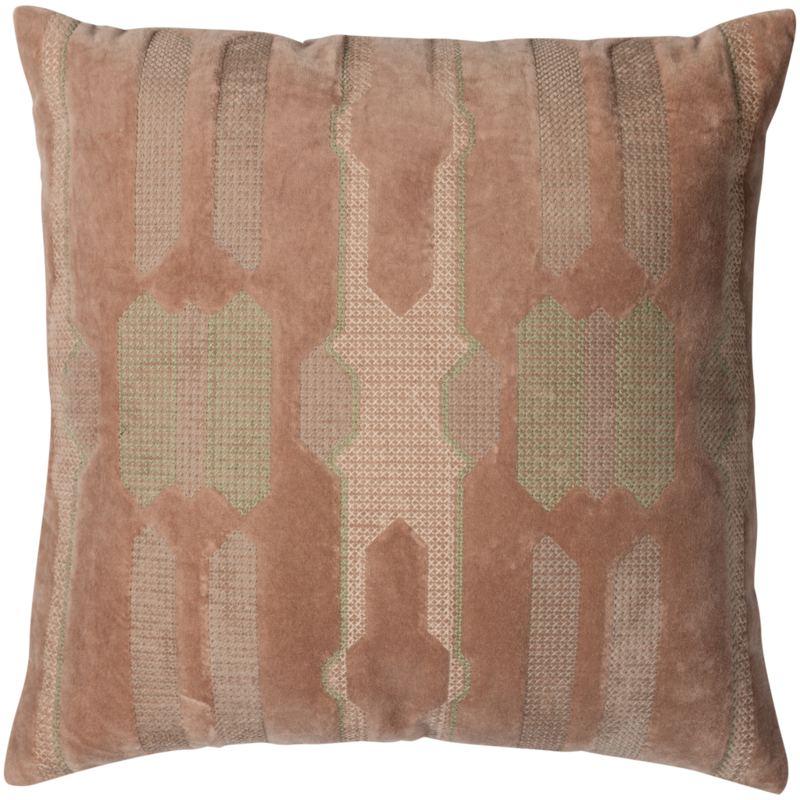 WOOOD-collectie FEIS KUSSENS VELVET ROZE/NATUREL - SET VAN 3 - Copy