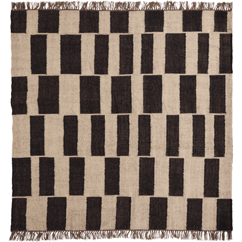 House Doctor-collectie Vloerkleed Graph Zwart, naturel 180x180 cm