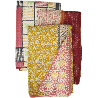 Madam Stoltz Uniek recycled plaid multicolour - Geen één is hetzelfde! 100x200 cm