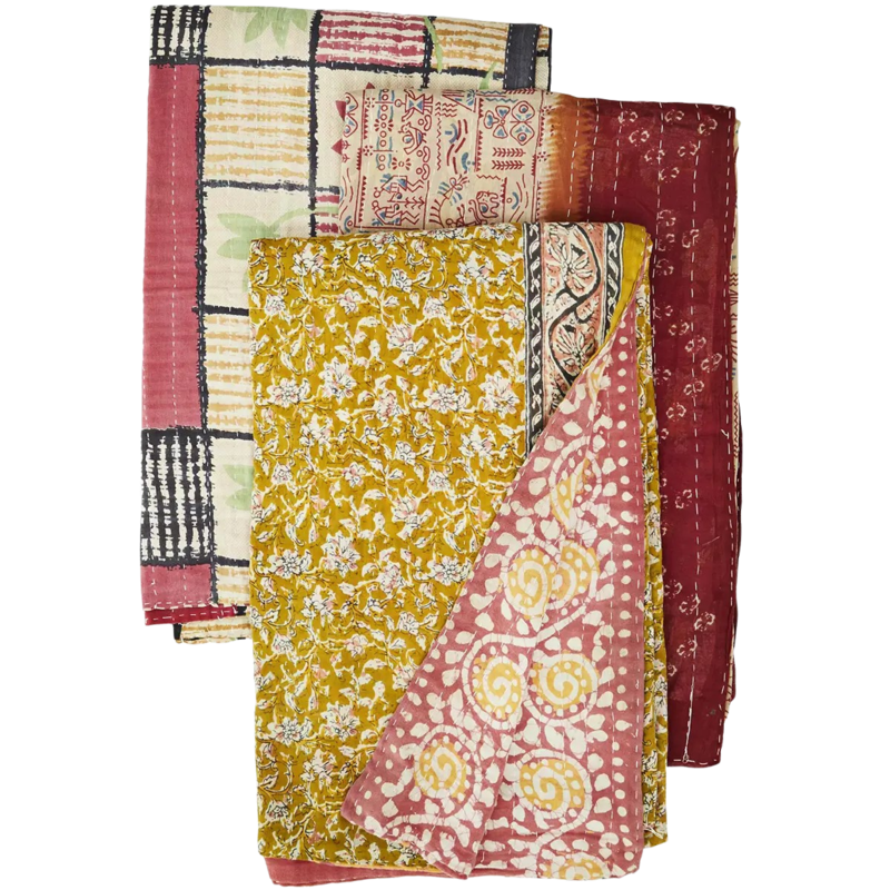 Madam Stoltz-collectie Recycled kantha throw Multi coloured