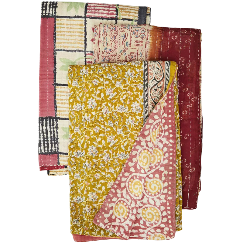 Madam Stoltz-collectie Uniek recycled plaid multicolour - Geen één is hetzelfde! 100x200 cm