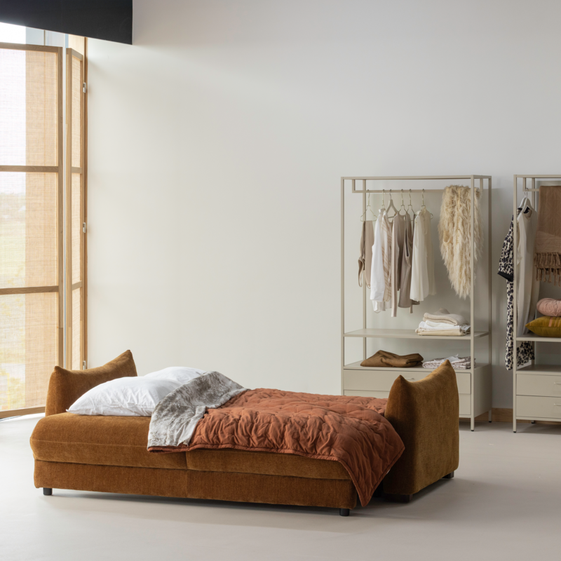 WOOOD-collectie Jonne 3-Seater Sofa Bed Chenille Brown