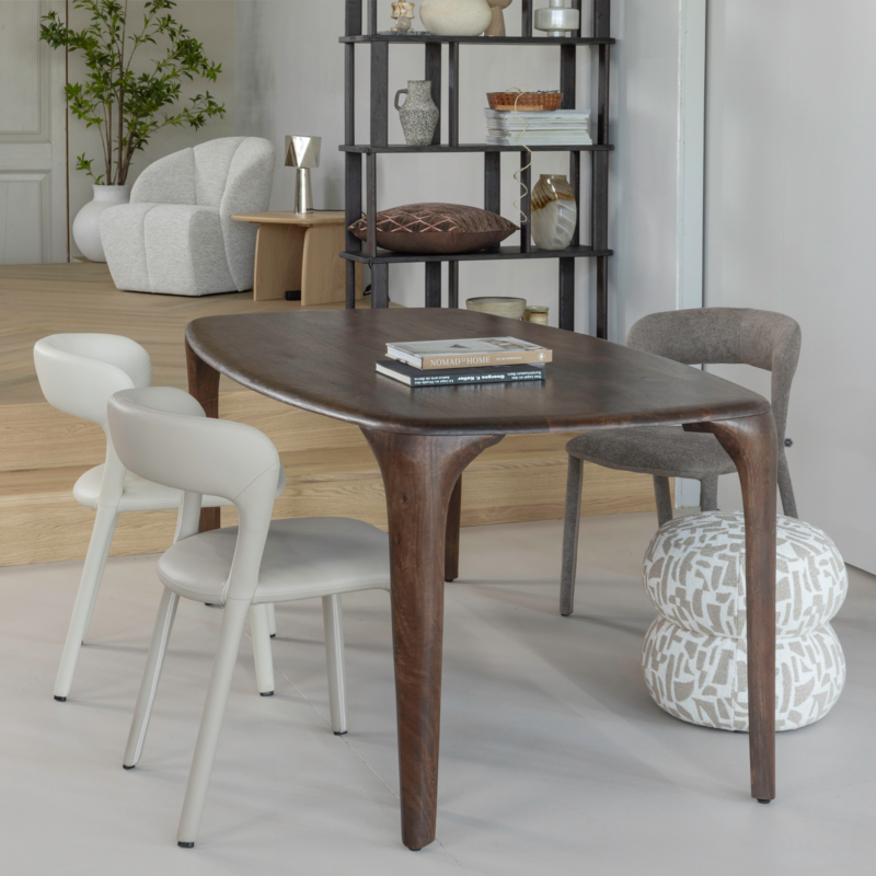 WOOOD-collectie Fiore Dining Table Mango Wood Dark Brown 190X95 Cm