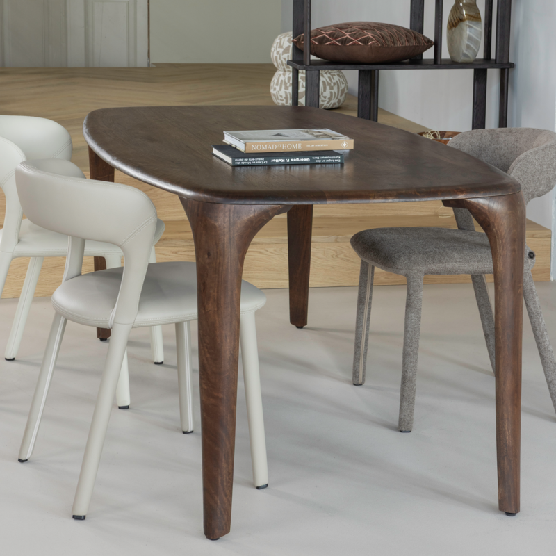 WOOOD-collectie Fiore Dining Table Mango Wood Dark Brown 190X95 Cm