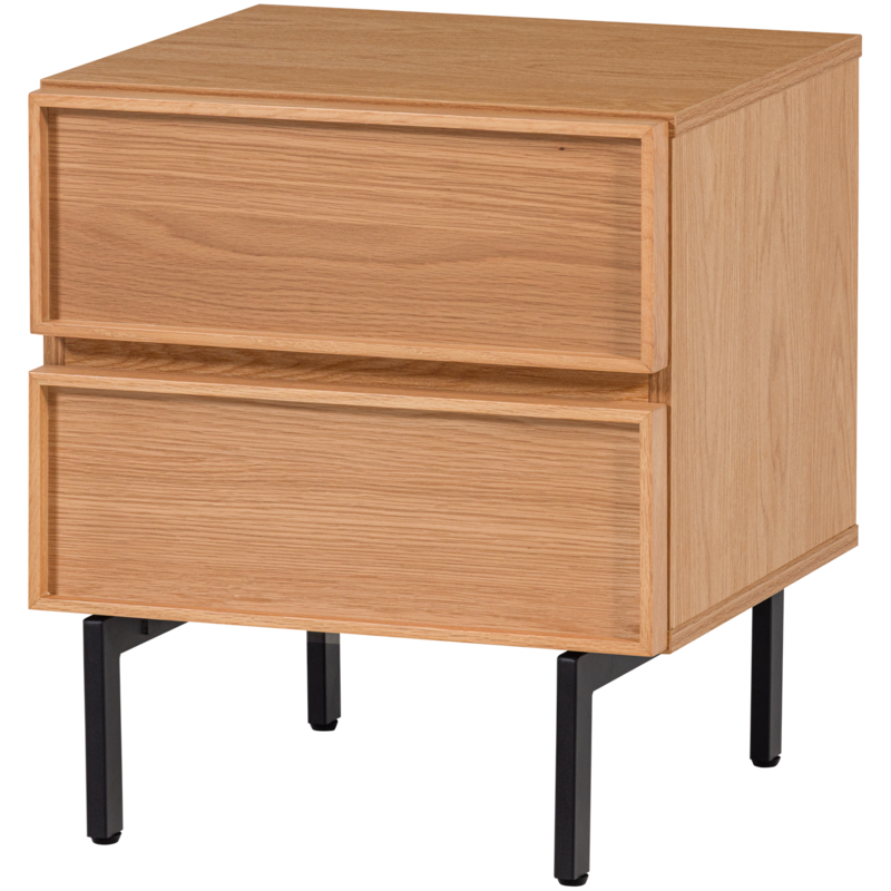 WOOOD-collectie Tours Ladekast/Nachtkastje 2 Lades Melamine/Mdf Naturel