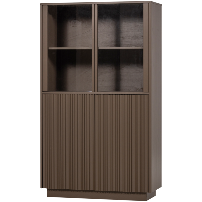 WOOOD-collectie Nova Lage Vitrinekast Grenen Truffel Bruin [Fsc]