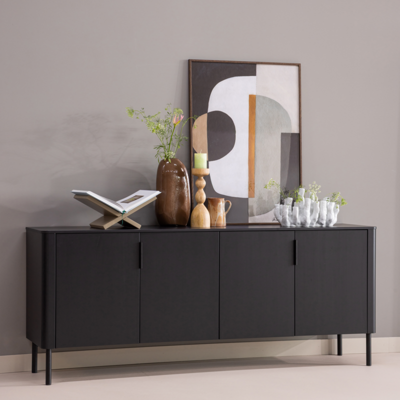 WOOOD-collectie Gunnar Dressoir 200 Cm Grenen Matzwart [Fsc]