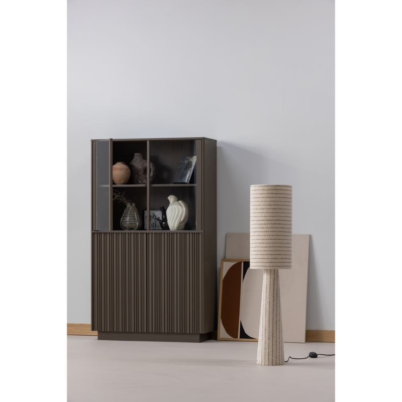 WOOOD-collectie Nova Lage Vitrinekast Grenen Truffel Bruin [Fsc]