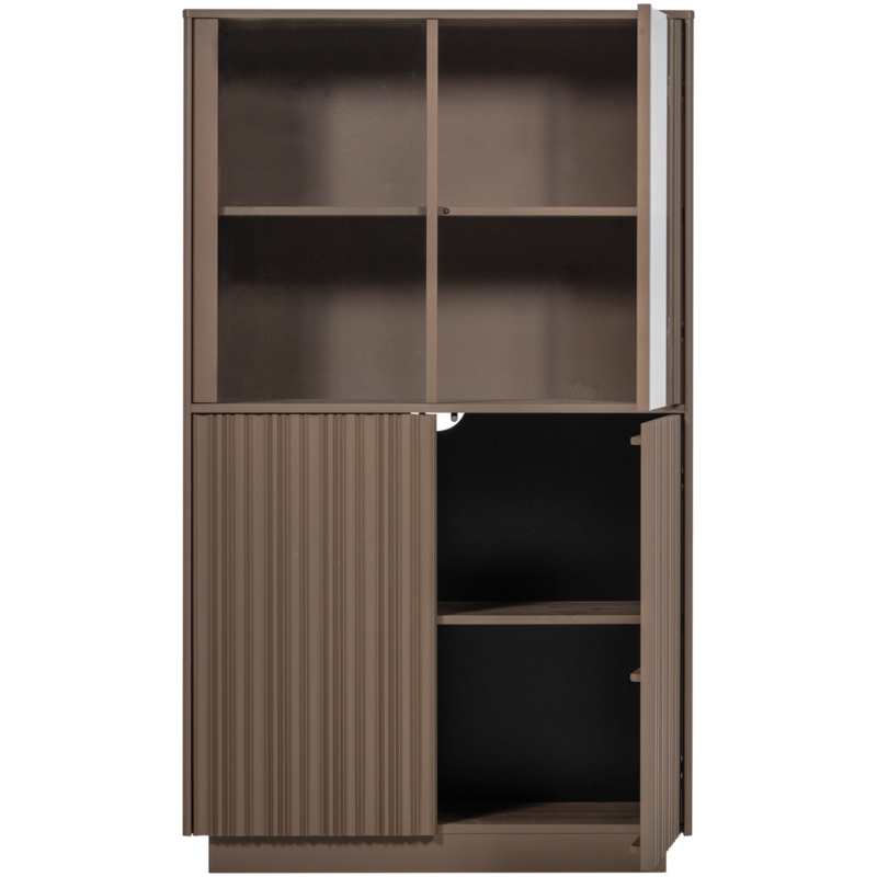 WOOOD-collectie Nova Lage Vitrinekast Grenen Truffel Bruin [Fsc]