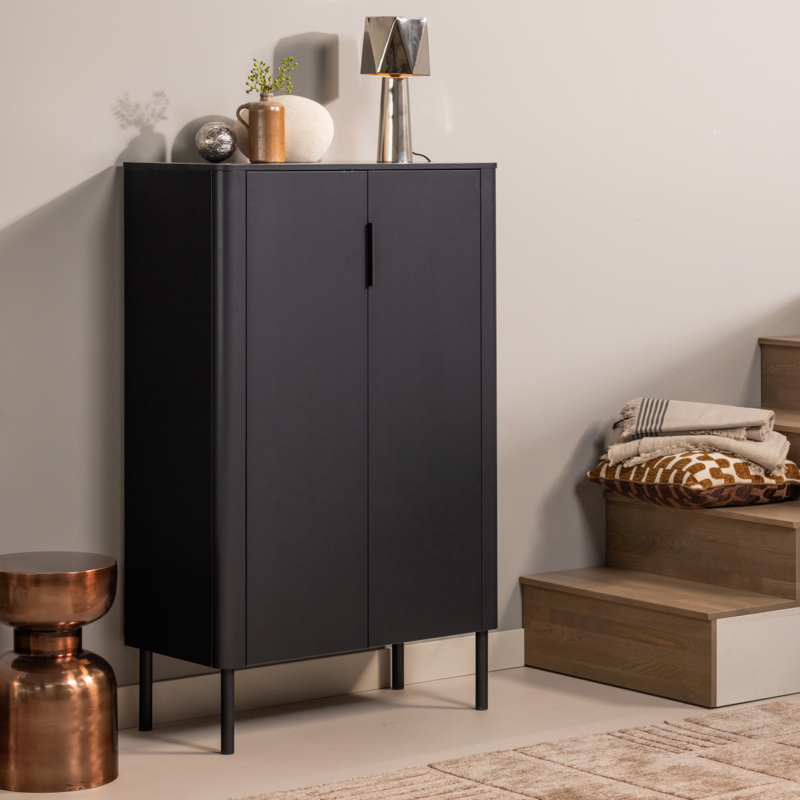 WOOOD-collectie Gunnar 2-Door Cabinet Pine Matte Black [FSC]
