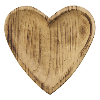 Madam Stoltz Wooden heart tray Dark natural